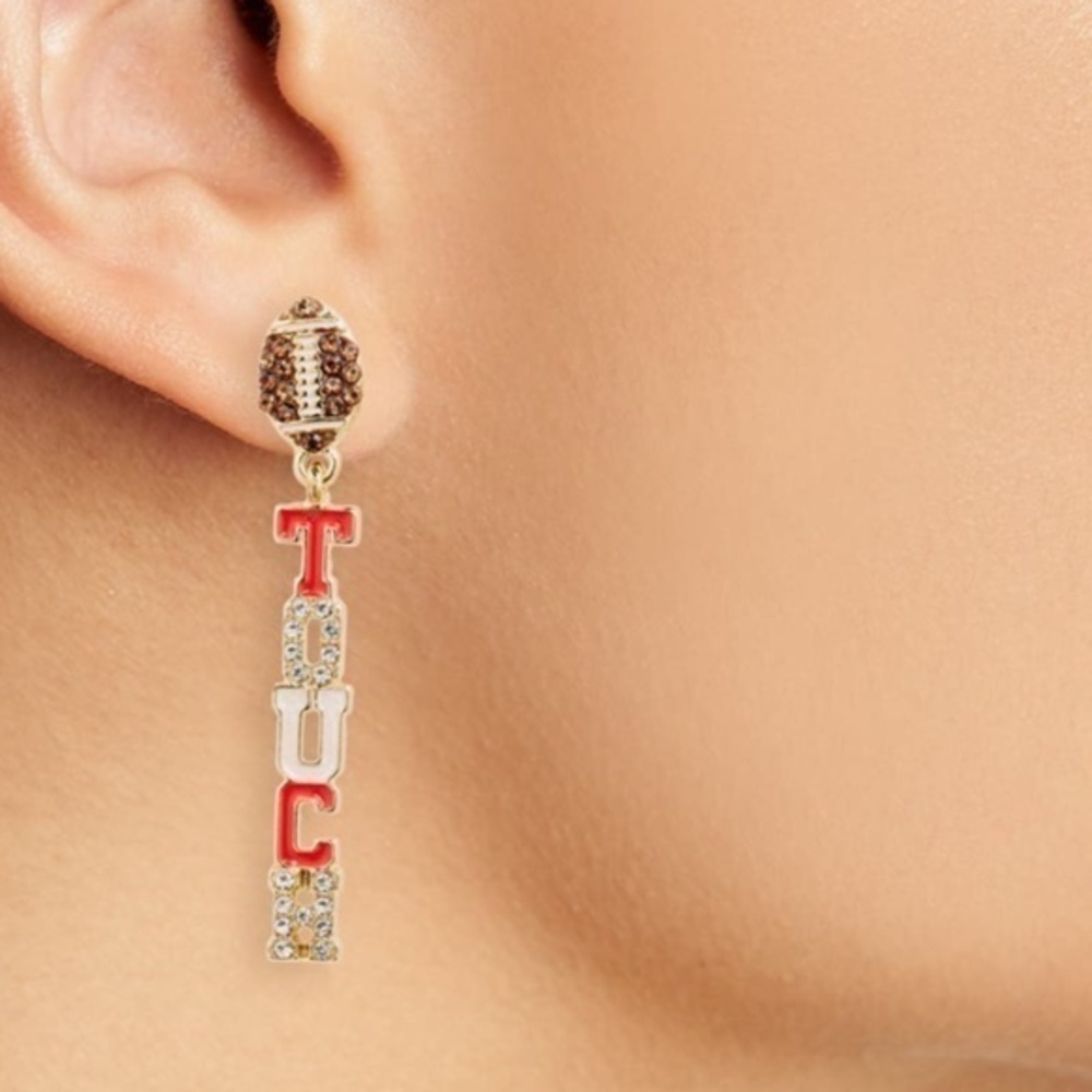 Nordstrom BaubleBar Pave Mismatched Football Touch Down Linear Drop Earrings*NWT